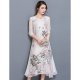 A word out of retro female dress, print summer round neck sleeve south of the rise in the middle of inelastic polyester