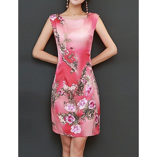 Plus Size Women work chic, sophisticated Slim tight dress, printing