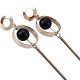 Stainless steel black wood beads earrings