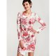 Women, tight-fitting dress, flower ruched V-neck, Slim