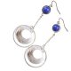 Blue round beads shell earrings
