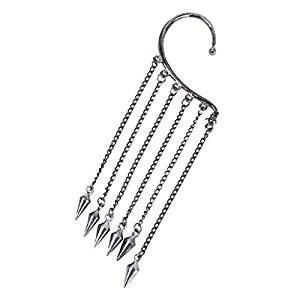 Gothic punk rivets chain tassel hanging ear cuff no piercing earring