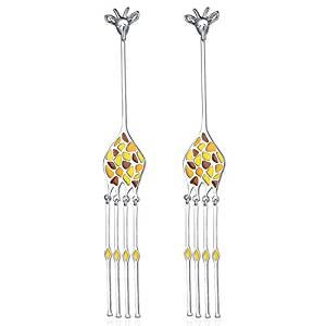 Mosaic giraffe long earrings