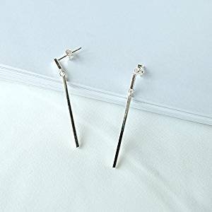 Silver earrings simple square bar in Europe and the United States, long-term geometric earrings hypoallergenic earrings